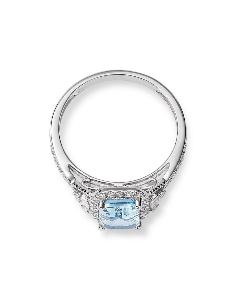Aquamarine & Diamond Halo Ring in 14K White Gold 商品