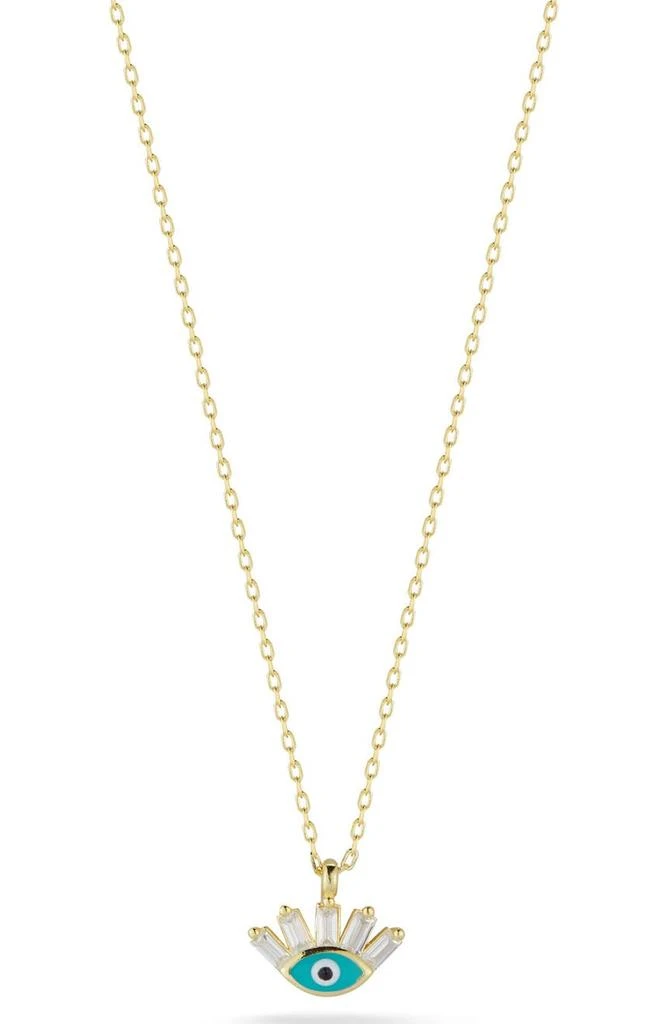 商品Sphera Milano|14K Gold Plated Sterling Silver & CZ Evil Eye Pendant Necklace,价格¥206,第1张图片