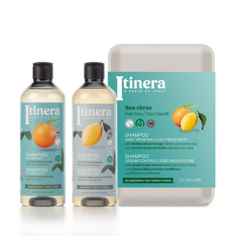 商品Itinera|Sun Citrus Gift Box with Daily Renewal & Sebum Control Shampoo 12.51 FL OZ X 2,价格¥199,第1张图片