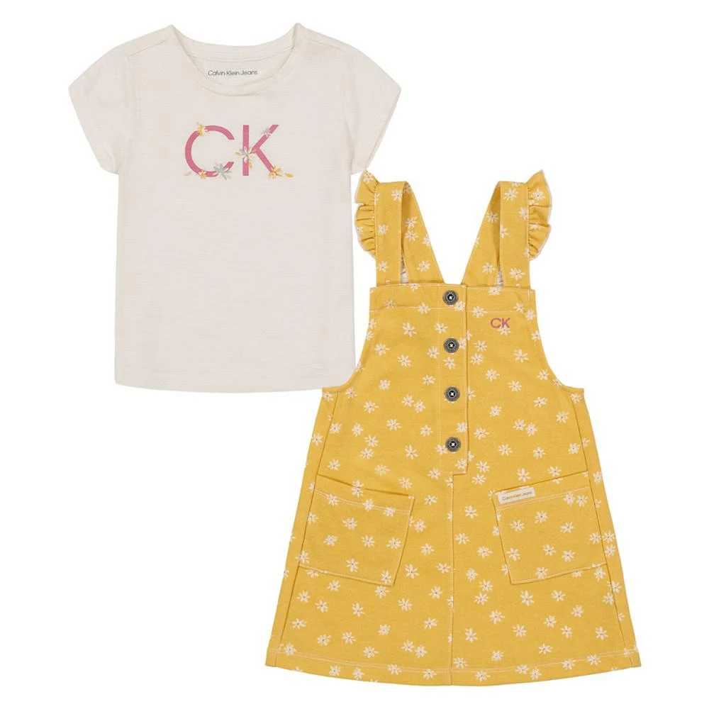 商品Calvin Klein|Little Girls Logo T-shirt Printed French Terry Skirtall, 2 Piece Set,价格¥178,第2张图片详细描述