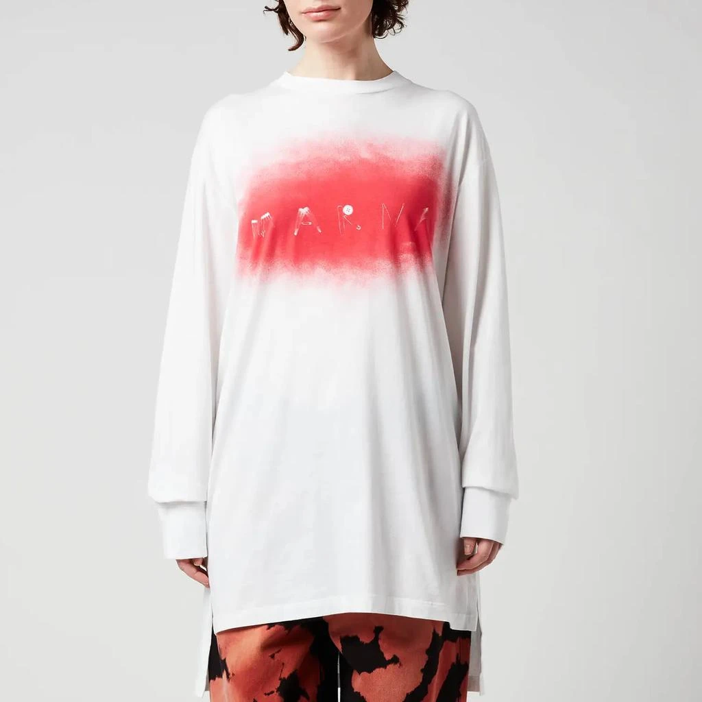 商品Marni|Marni Women's Logo Long Sleeve T-Shirt - White/Raspberry,价格¥486,第1张图片