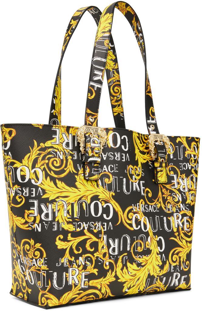 商品Versace|Black & Yellow Printed Tote,价格¥1536,第4张图片详细描述