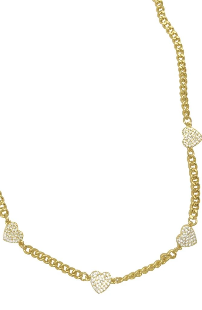 商品ADORNIA|Pavé CZ Heart Station Curb Chain Necklace,价格¥180,第3张图片详细描述