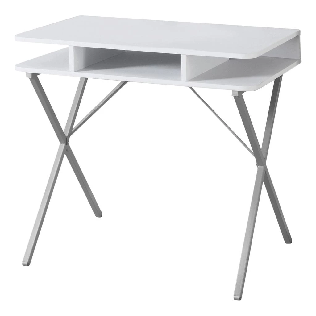 商品Homezia|20" White and Silver Computer Desk,价格¥1535,第3张图片详细描述