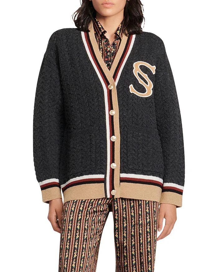 商品Sandro|Tommy Oversized Cable Knit Cardigan,价格¥1945,第1张图片