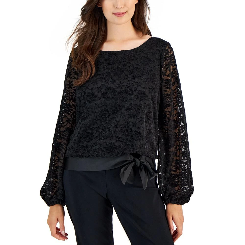 商品Tahari|Women's Chenille Long-Sleeve Lace Blouse,价格¥408,第1张图片