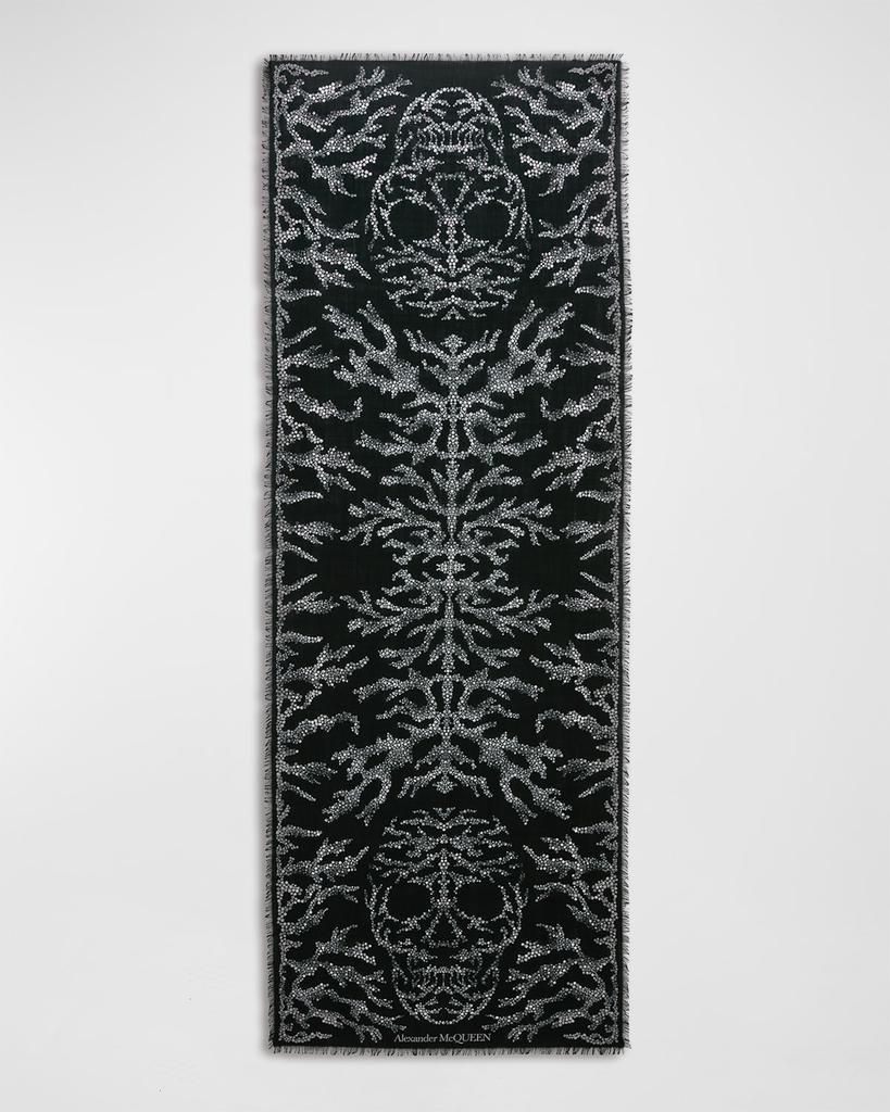 商品Alexander McQueen|Embellished Spine & Skulls Wool Scarf,价格¥3270,第4张图片详细描述