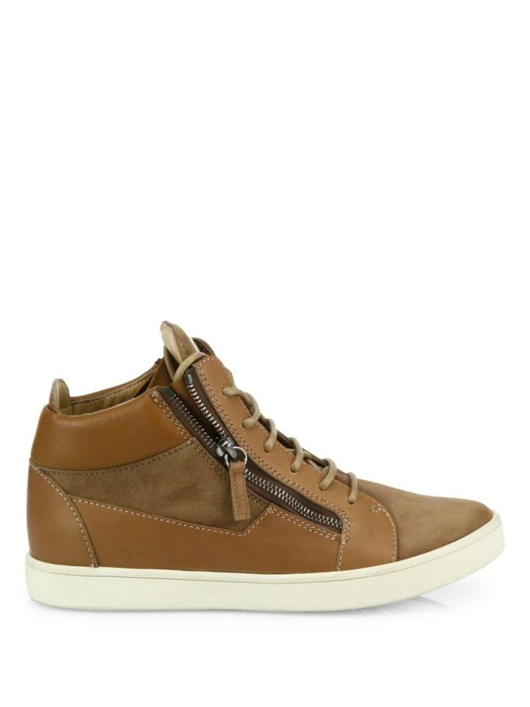 商品Giuseppe Zanotti|Giuseppe Zanotti - Leather & Suede Side-Zip Sneakers,价格¥2085,第5张图片详细描述