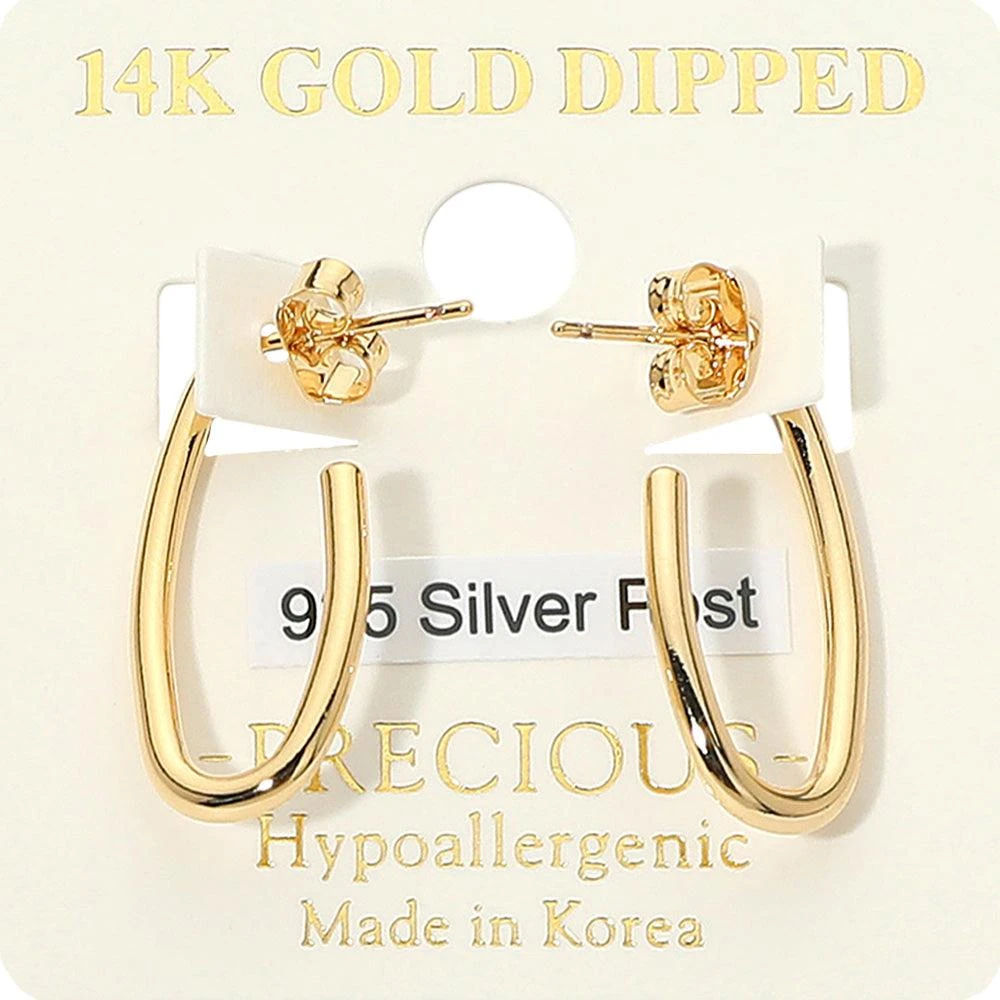 商品FASHNZFAB|14K Gold Dipped Hypoallergenic U Shaped Hoop Earrings - Gold,价格¥193,第1张图片