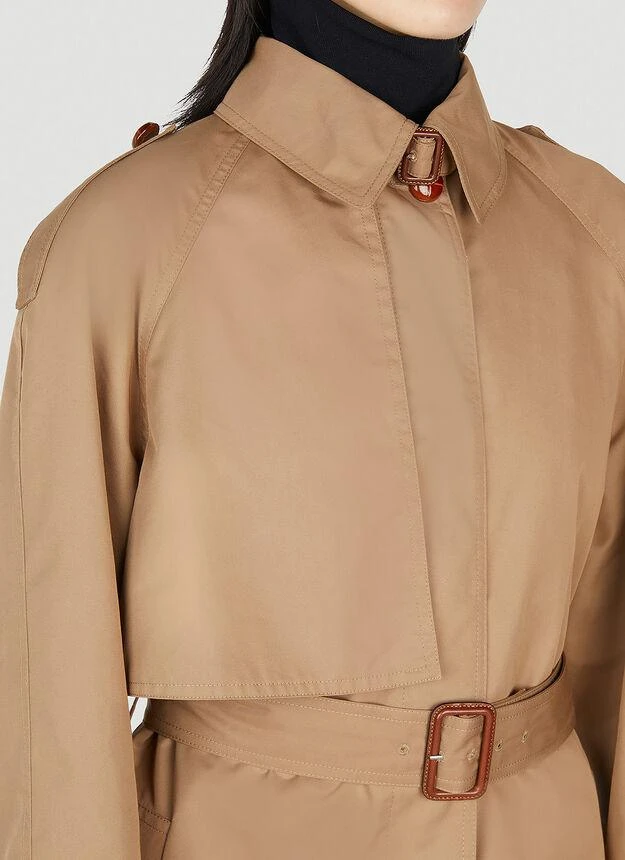 商品Gucci|Pleated Hem Trench Coat in Brown,价格¥33605,第5张图片详细描述