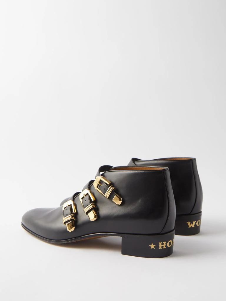 Buckled leather ankle boots 商品