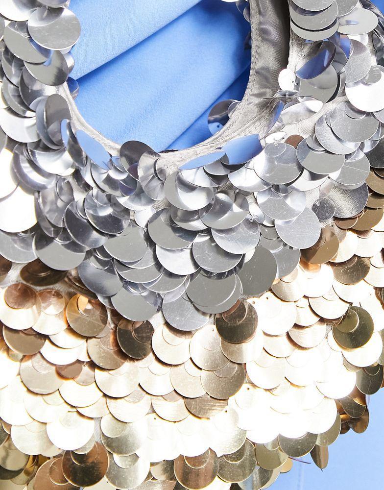 商品ASOS|ASOS DESIGN ombre disc sequin clutch bag with in silver and gold,价格¥291,第6张图片详细描述