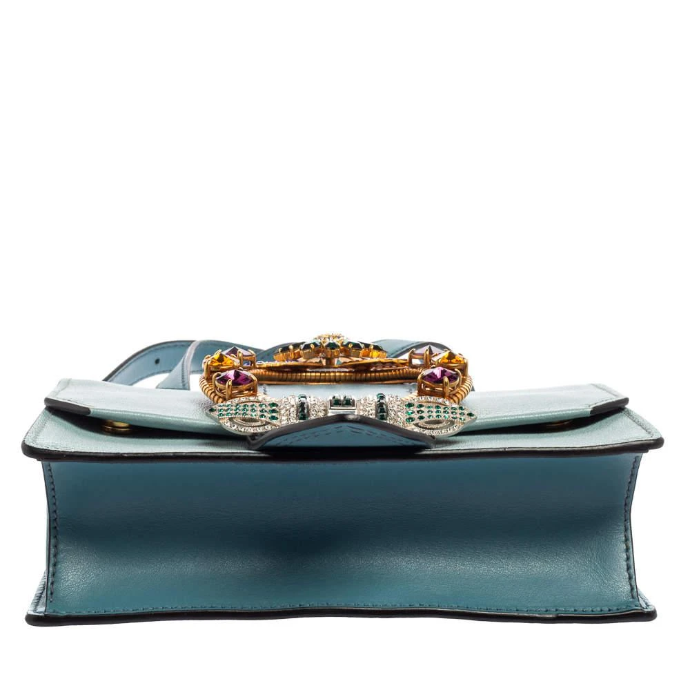 Miu Miu Two Tone Blue Madras Leather Crystal Embellished Buckle Flap Shoulder Bag 商品