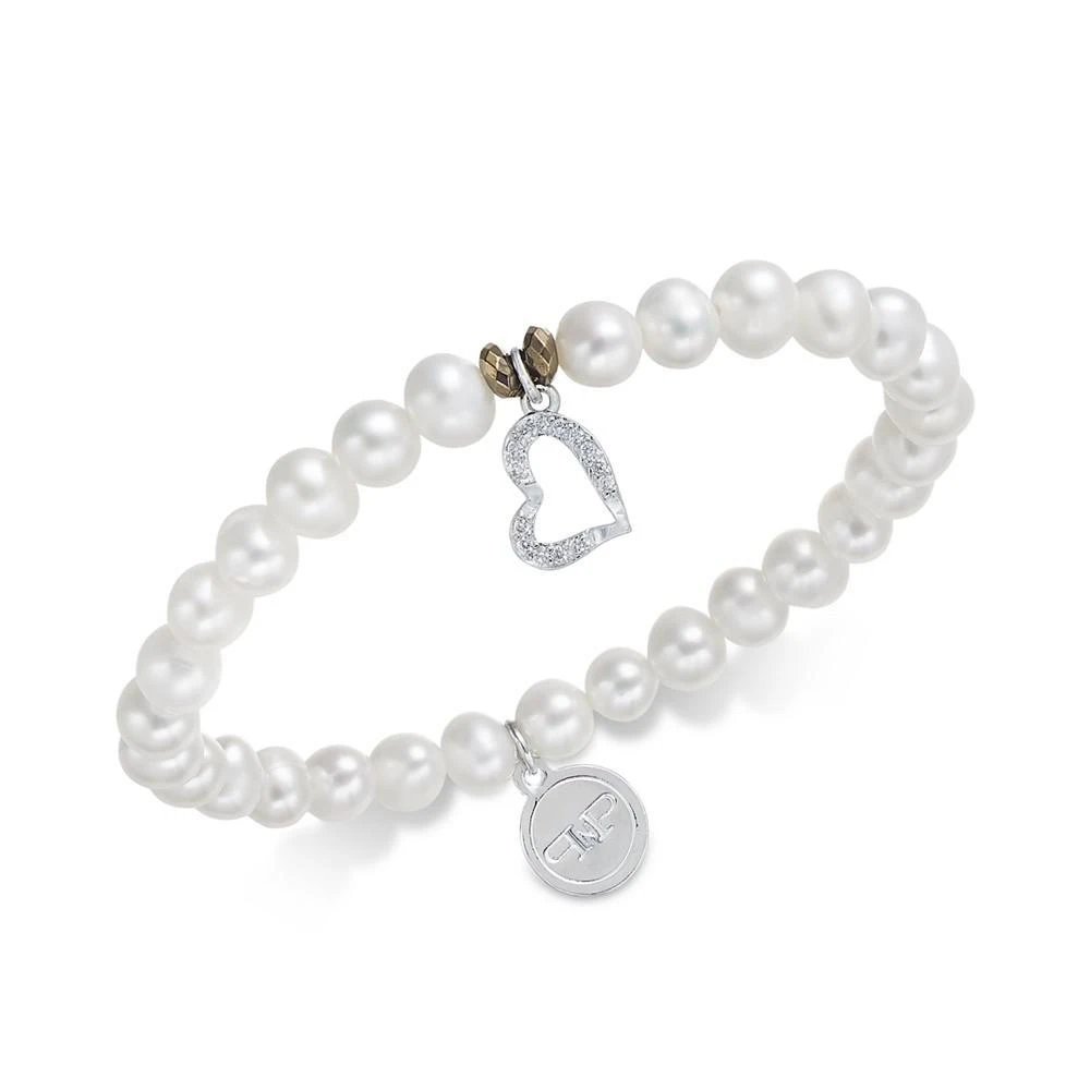 商品Paul & Pitü Naturally|Two-Tone Freshwater Pearl (7mm) and Crystal Heart Stretch Bracelet,价格¥451,第1张图片