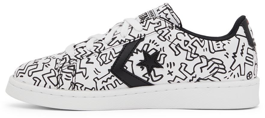 商品Converse|White & Black Keith Haring Edition Leather Pro Ox Sneakers,价格¥632,第5张图片详细描述