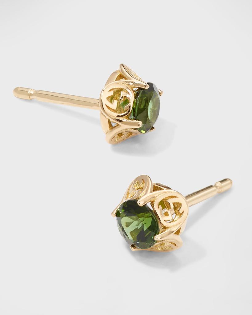 Interlocking-G and Green Tourmaline Stud Earrings商品第5张图片规格展示
