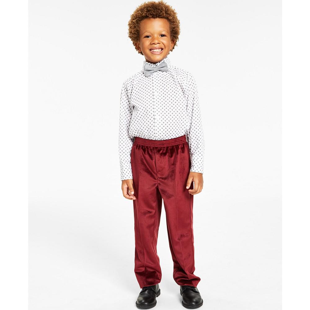 Little Boys 4-Pc. Velvet Vest, Pants, Shirt & Bowtie Set商品第2张图片规格展示