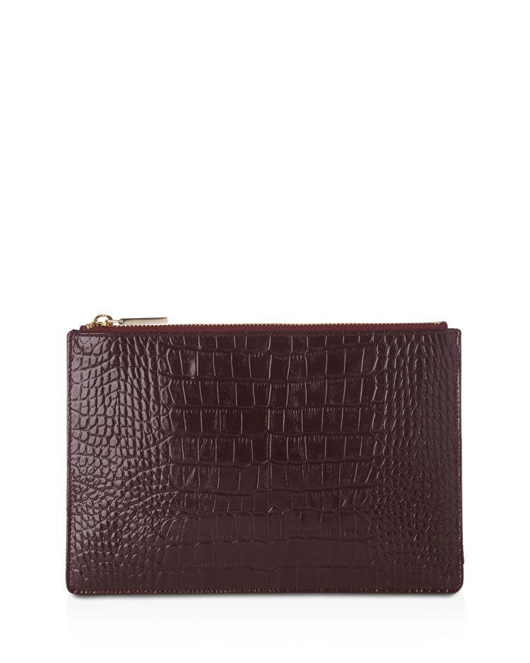 商品Whistles|Shiny Small Croc-Embossed Leather Clutch,价格¥741,第2张图片详细描述