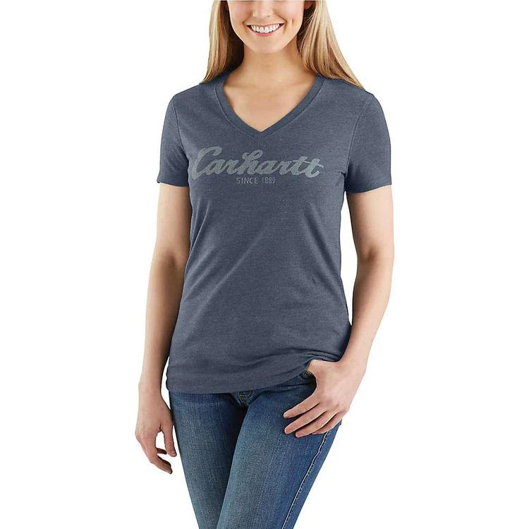 商品Carhartt|Carhartt Women's Lockhart Graphic Script Logo SS V-Neck T-Shirt,价格¥124,第3张图片详细描述