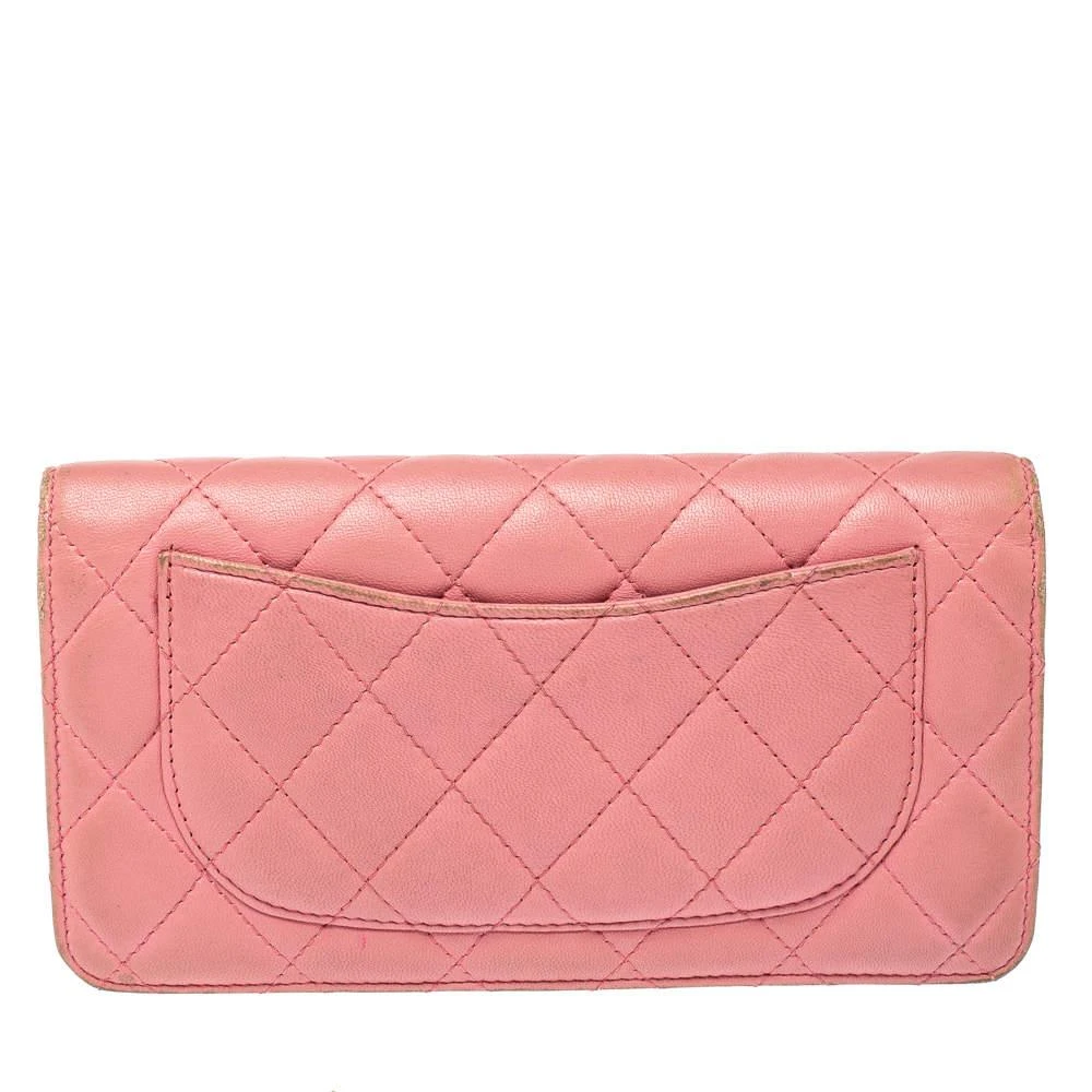 商品[二手商品] Chanel|Chanel Pink Quilted Leather L Yen Continental Wallet,价格¥3584,第4张图片详细描述