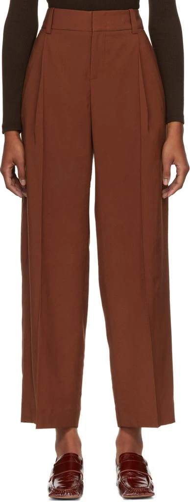 商品Vince|Brown Drapey Trousers,价格¥653,第1张图片