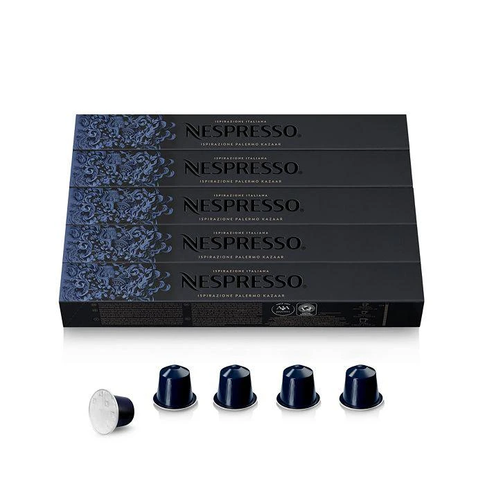 商品Nespresso|OriginalLine Ispirazione Palermo Kazaar Dark Roast Coffee Capsules, 50 Count,价格¥324,第1张图片