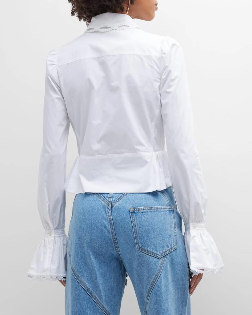 Scalloped Embroidery Peplum Shirt 商品
