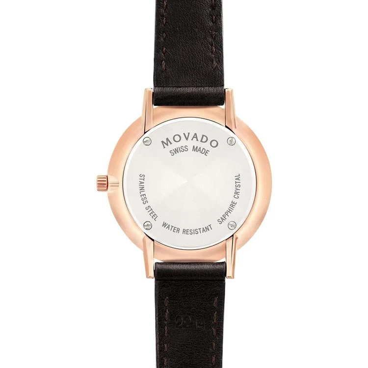 商品Movado|Women's Swiss Ultra Slim Brown Leather Strap Watch 28mm 0607096,价格¥4373,第3张图片详细描述
