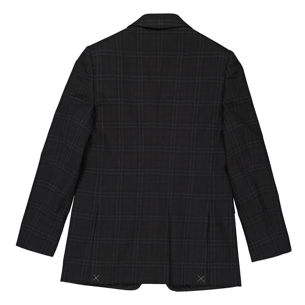 Ladies Dark Charcoal Check Pattern Blazer Jacket商品第2张图片规格展示