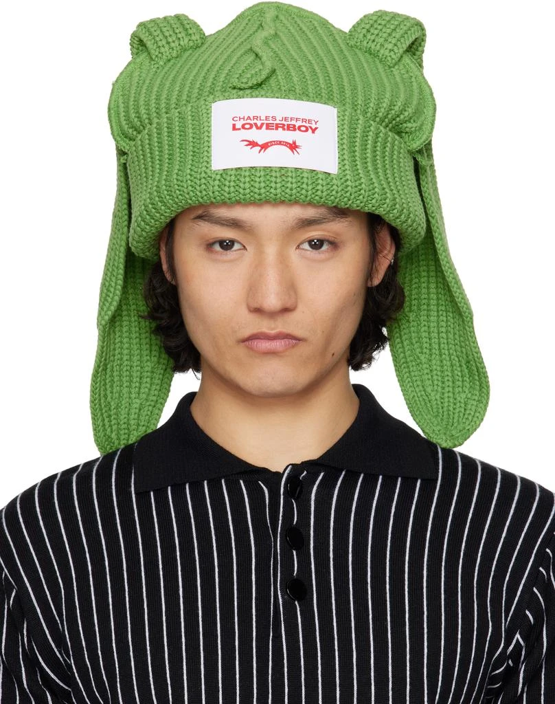 商品Charles Jeffrey Loverboy|Green Chunky Rabbit Beanie,价格¥559,第1张图片