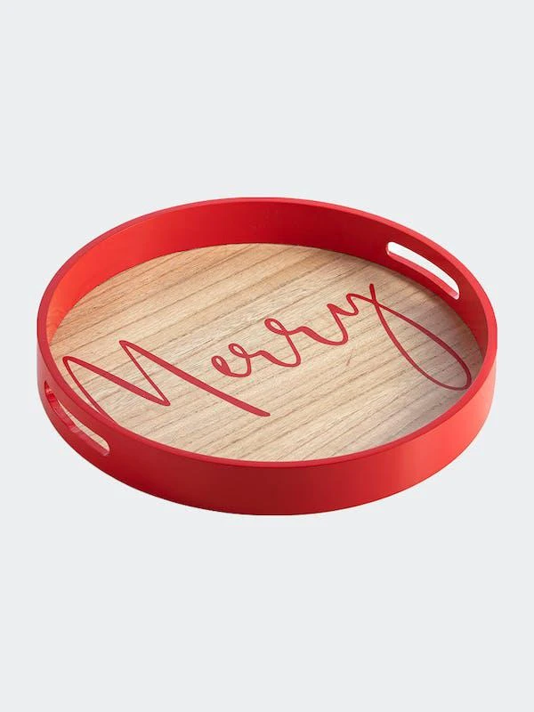 商品Shiraleah|Celebration "Merry" Tray, Red,价格¥402,第1张图片