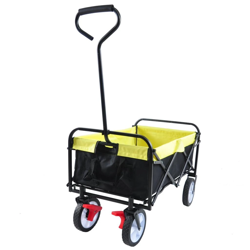 商品Simplie Fun|Folding Wagon Garden Shopping Beach Cart (black+yellow),价格¥833,第4张图片详细描述