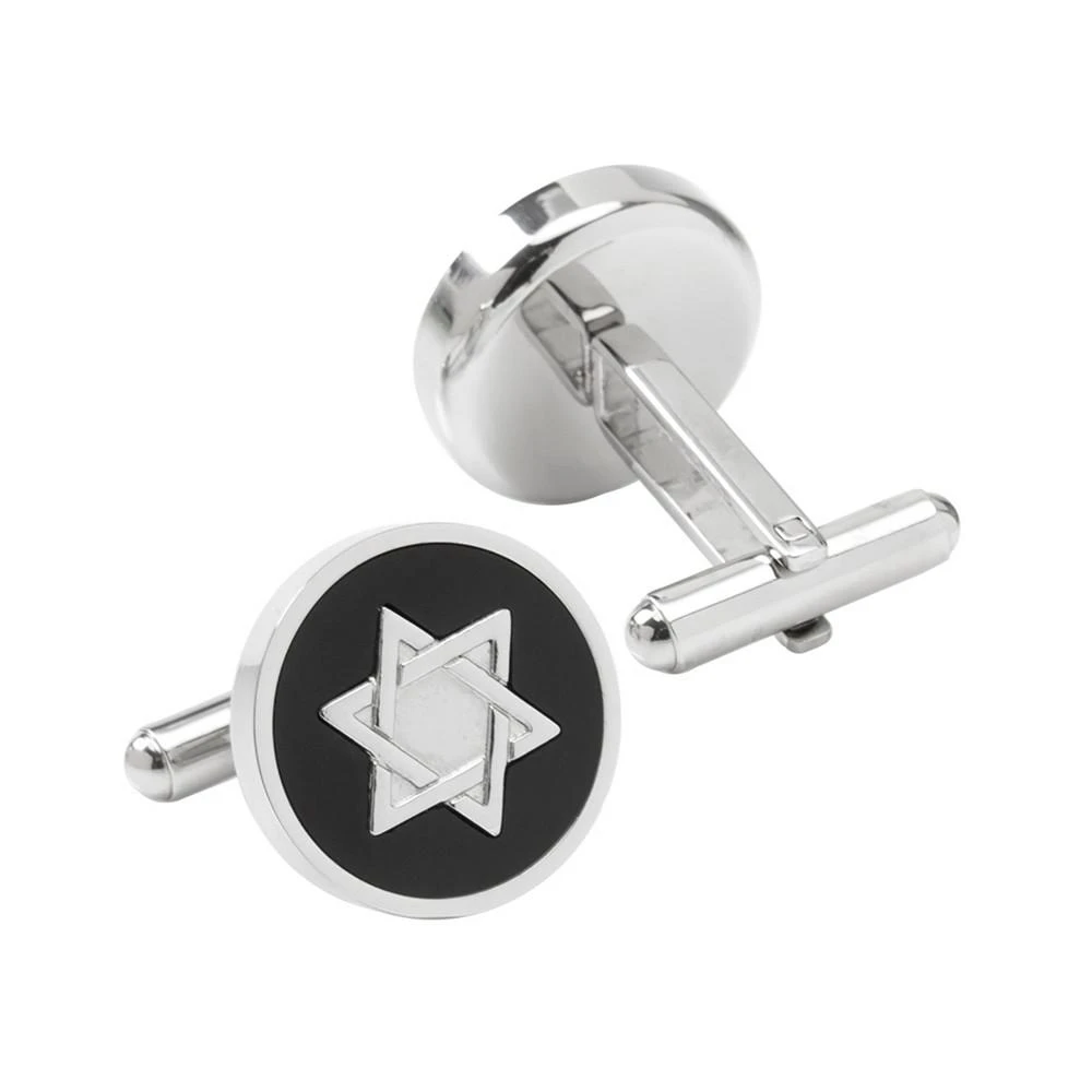 商品Ox and Bull Trading Co.|Men's Star of David Onyx Stainless Steel Cufflinks,价格¥391,第2张图片详细描述