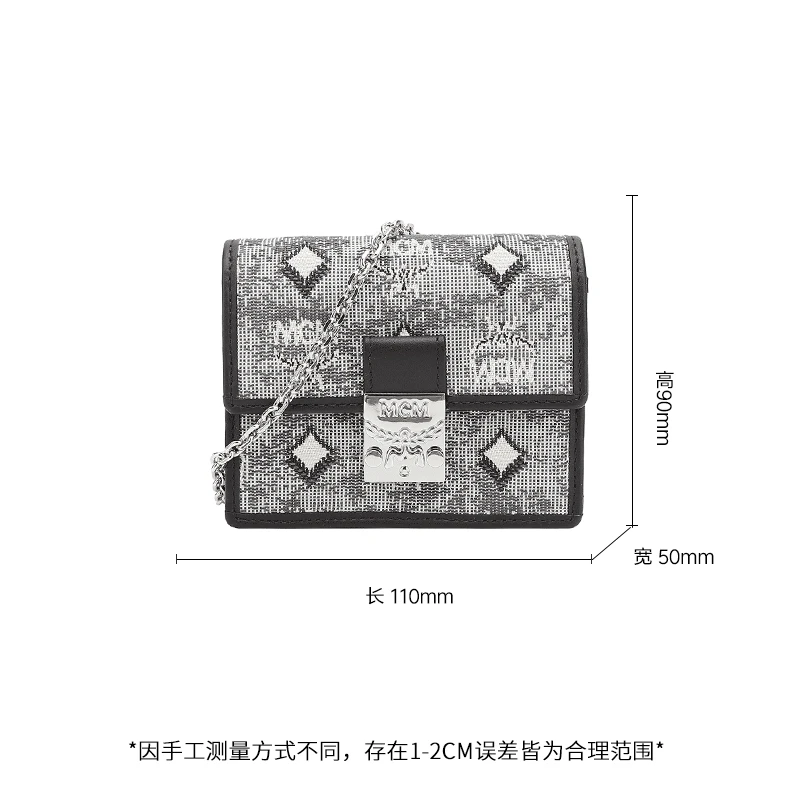 MCM迷你包包奢侈品 女士黑灰色织物配牛皮革复古提花印花迷你单肩斜挎链条包钱包耳机包MYLBSXT01CO001 商品