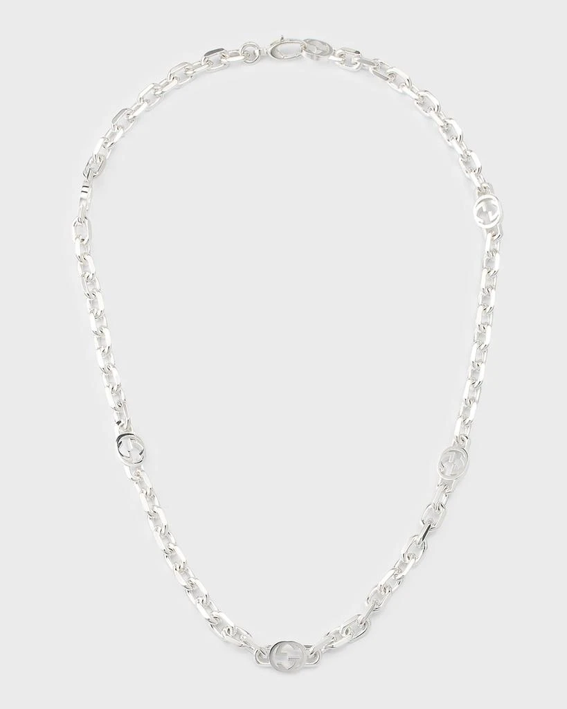 商品Gucci|Men's Sterling Silver Interlocking G Link Necklace,价格¥5863,第1张图片