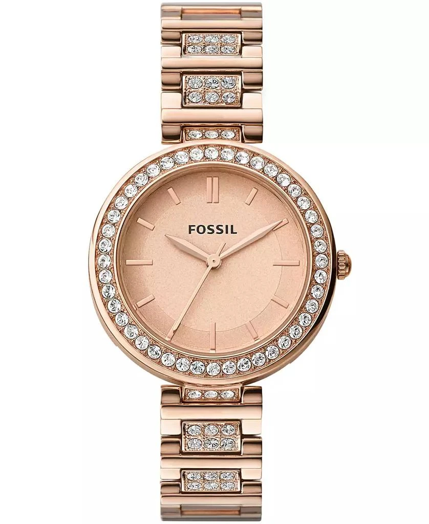 商品Fossil|Women's Karli Three Hand Rose Gold Stainless Steel Watch 34mm,价格¥708,第1张图片