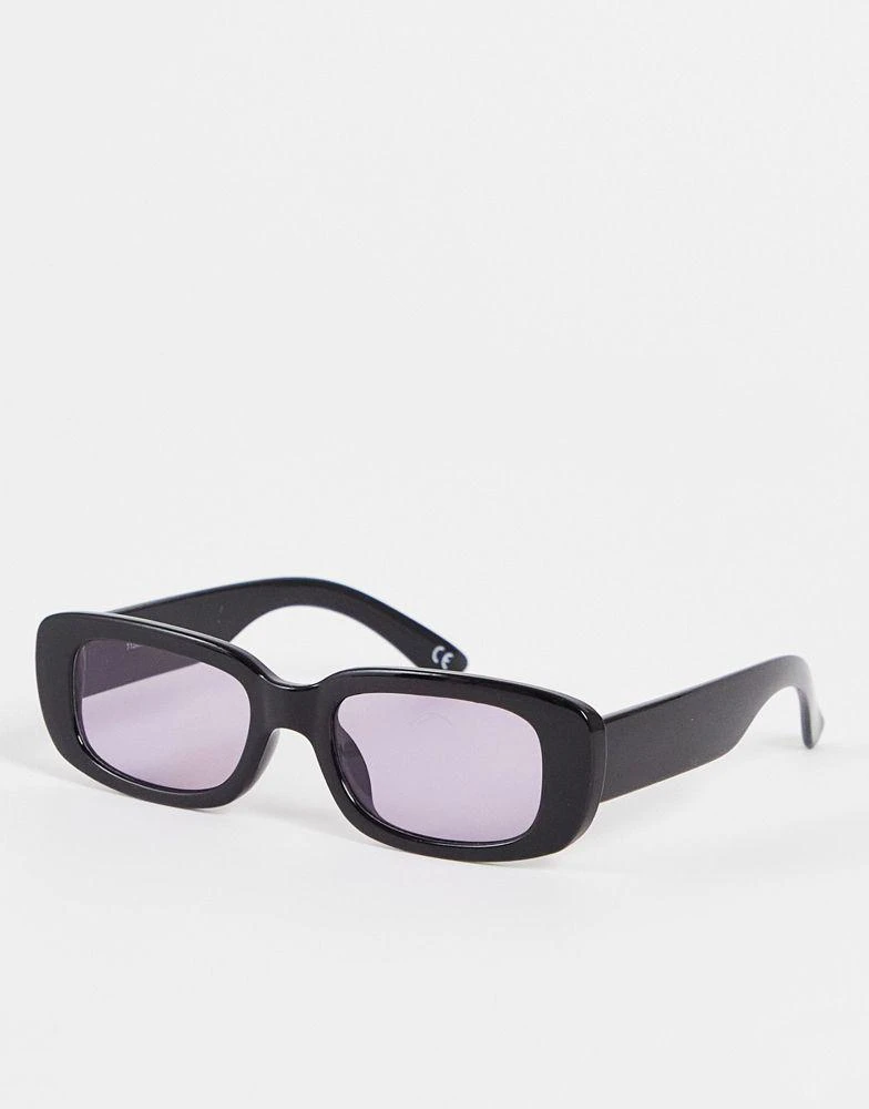 商品ASOS|ASOS DESIGN mid rectangle sunglasses with purple lens in black - BLACK,价格¥73,第1张图片