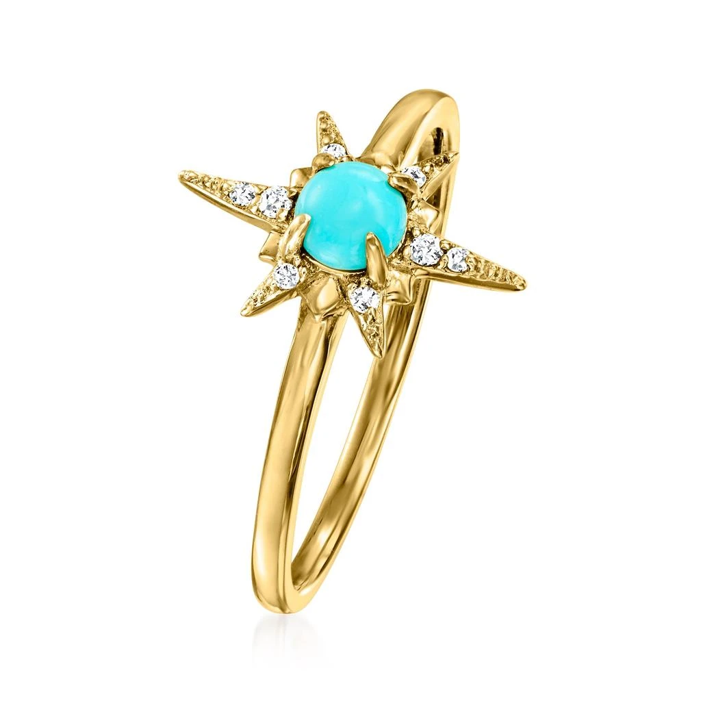 商品RS Pure|by Ross-Simons Turquoise Starburst Ring With Diamond Accents in 14kt Yellow Gold,价格¥2563,第3张图片详细描述