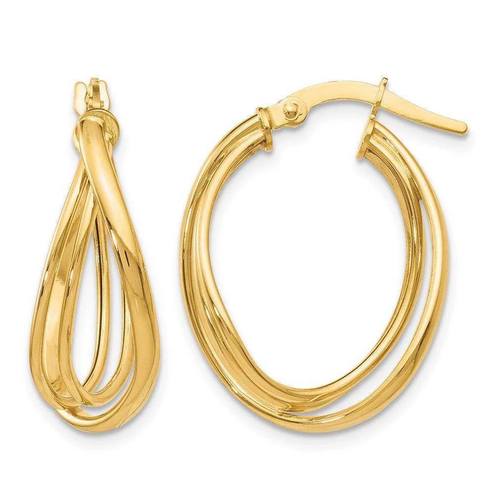 商品Diamond2Deal|14K Yellow Gold Round Twist Hoop Earrings,价格¥4599,第1张图片