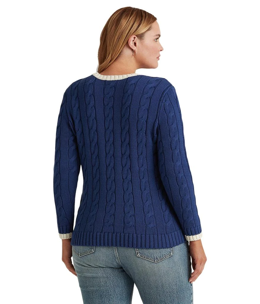 商品Ralph Lauren|Plus Size Monogram Cable-Knit Cotton Sweater,价格¥678,第2张图片详细描述