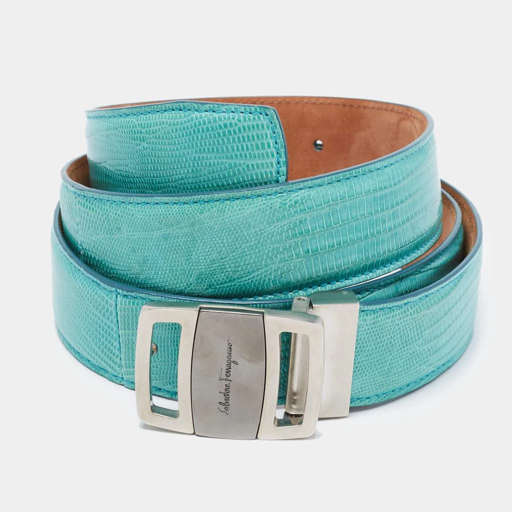 商品[二手商品] Salvatore Ferragamo| Salvatore Ferragamo Turquoise Green Lizard Buckle Belt 105CM,价格¥2421,第1张图片