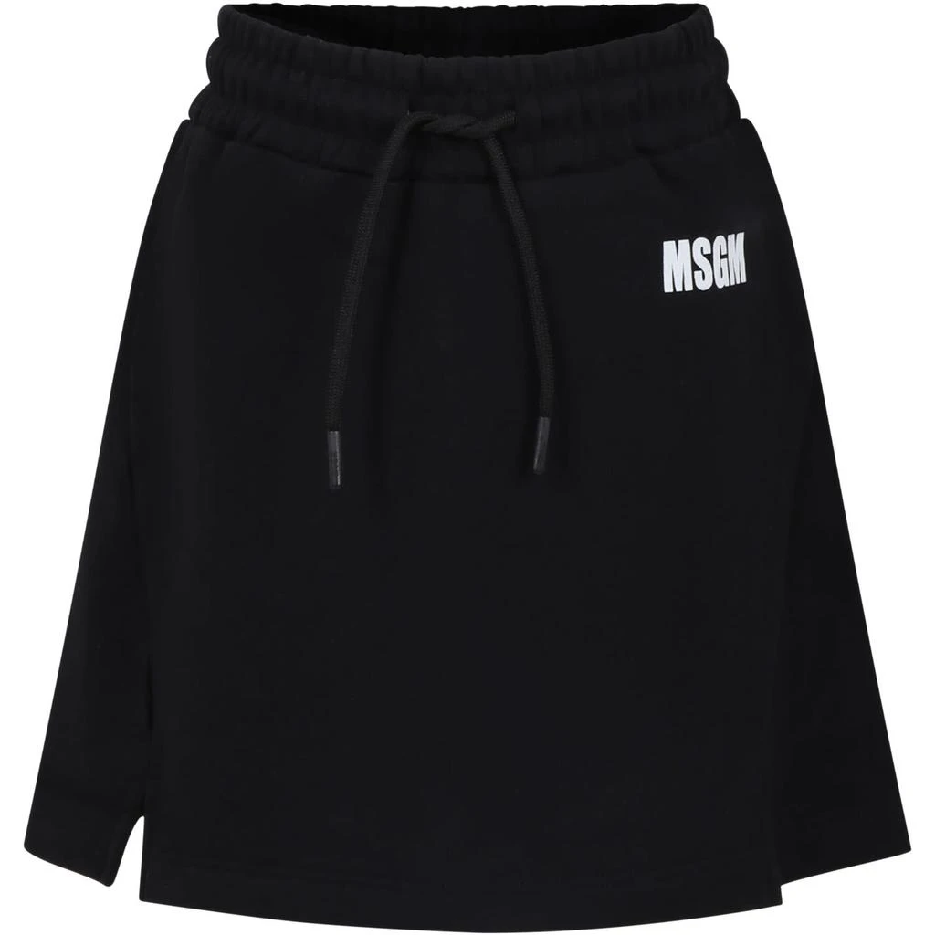 商品MSGM|Black Skirt For Girl With Logo And Writing,价格¥815,第2张图片详细描述