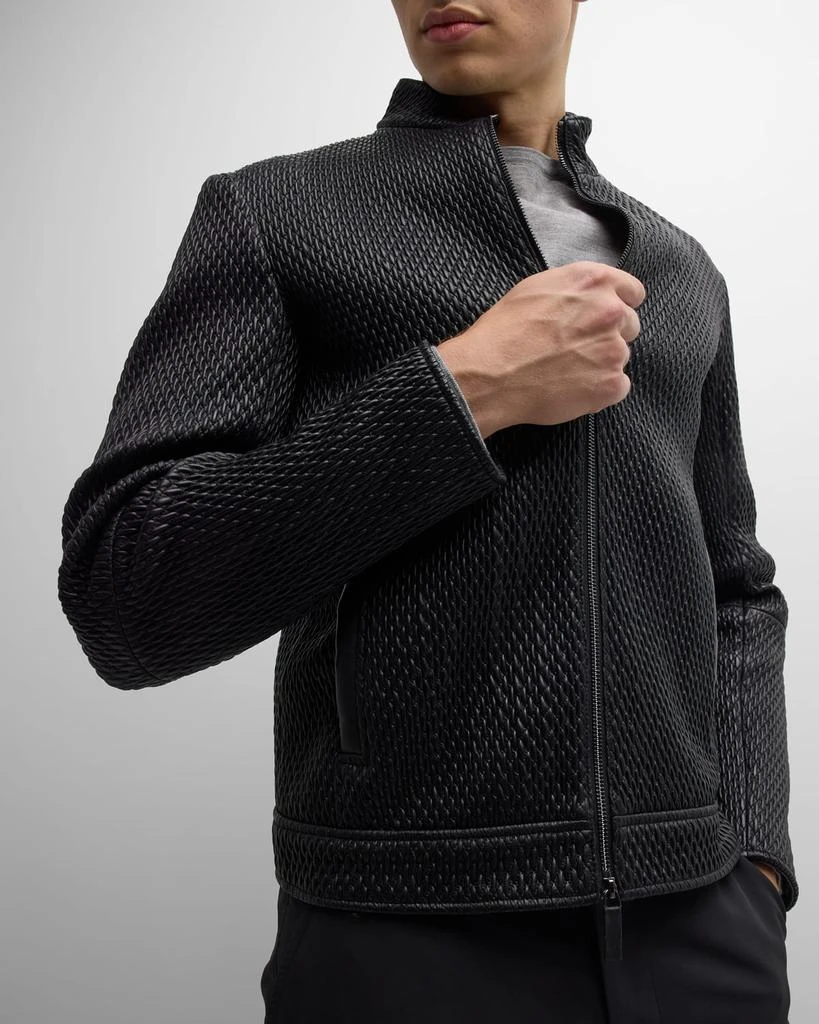 Men's Textured Leather Jacket 商品