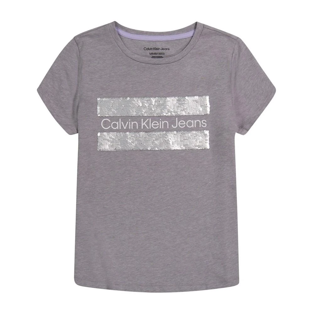 商品Calvin Klein|Big Girls Block Shine Flip-Sequin T-shirt,价格¥69,第1张图片