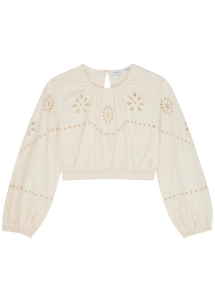 商品Rhode|Adeline cream cropped broderie anglaise top,价格¥1314,第1张图片