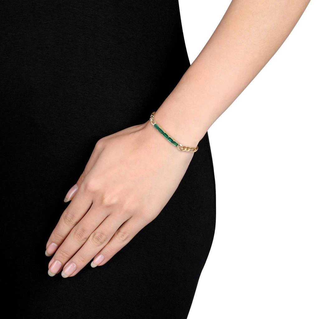 商品Mimi & Max|2 1/4 CT TGW Created Emerald Birthstone Link Bracelet in Yellow Plated Sterling Silver,价格¥763,第3张图片详细描述