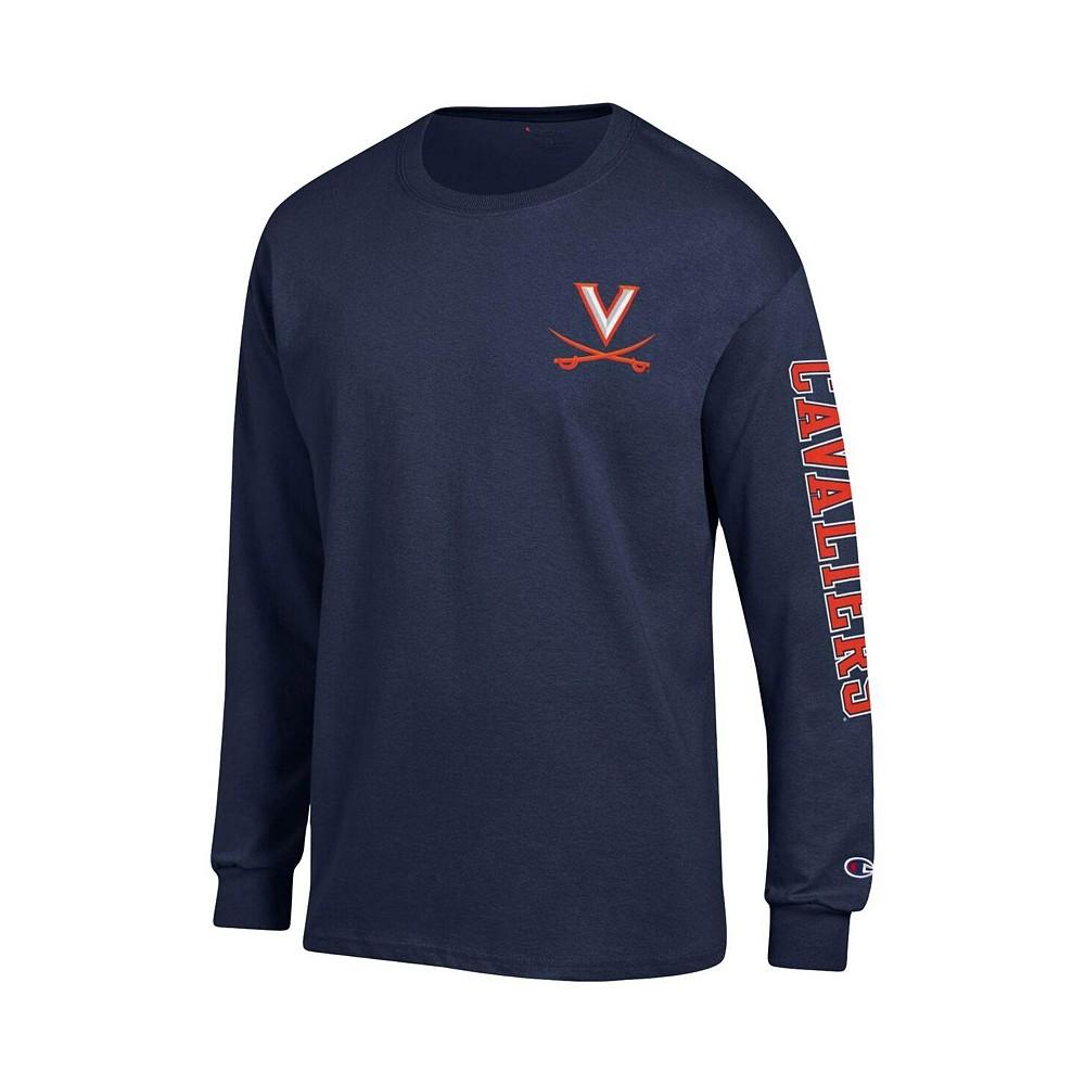 Men's Navy Virginia Cavaliers Team Stack Long Sleeve T-shirt商品第3张图片规格展示