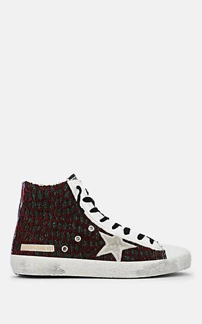 商品Golden Goose|Women's Francy Mixed-Knit Leather Sneakers,价格¥2206,第1张图片