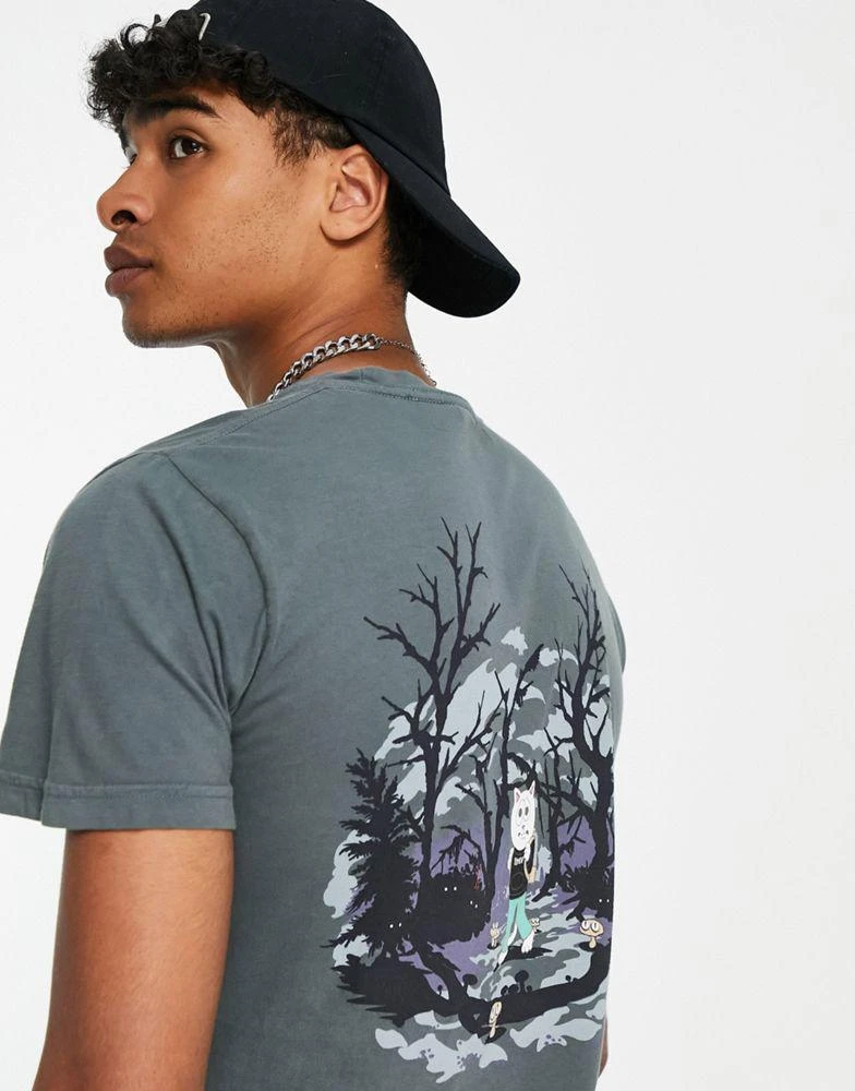 商品Rip N Dip|RIPNDIP scary hours t-shirt in charcoal with chest and back print,价格¥232,第4张图片详细描述