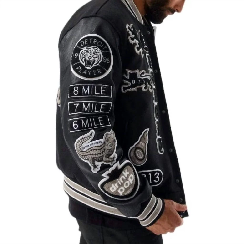 商品JORDAN CRAIG|Motown Varsity Jacket In Black Shadow,价格¥1038,第3张图片详细描述